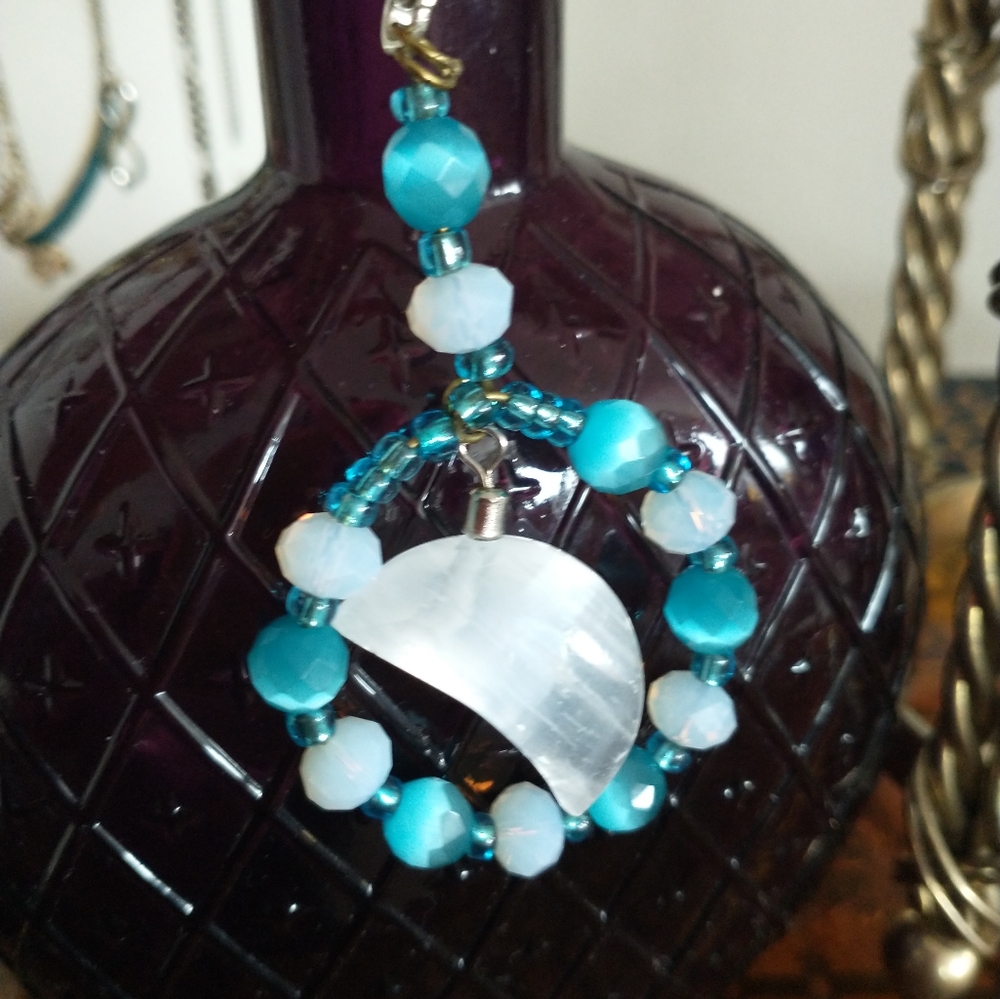 Selenite Half Moon Charm